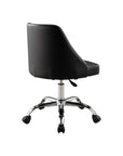 Black and Silver Faux Leather Adjustable Height Swivel Rolling Office Chair