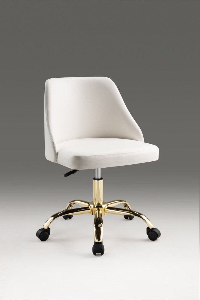 Black and Gold Faux Leather Adjustable Height Swivel Rolling Office Chair