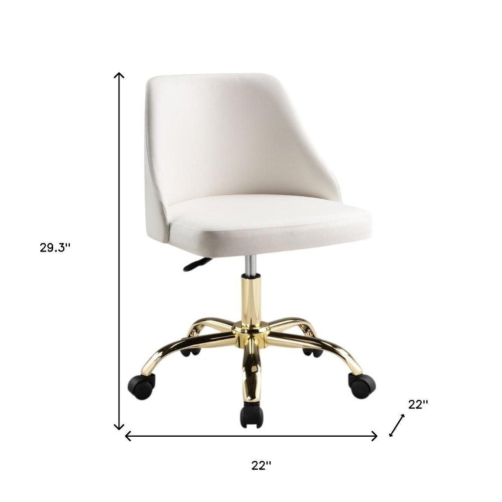 Black and Gold Faux Leather Adjustable Height Swivel Rolling Office Chair