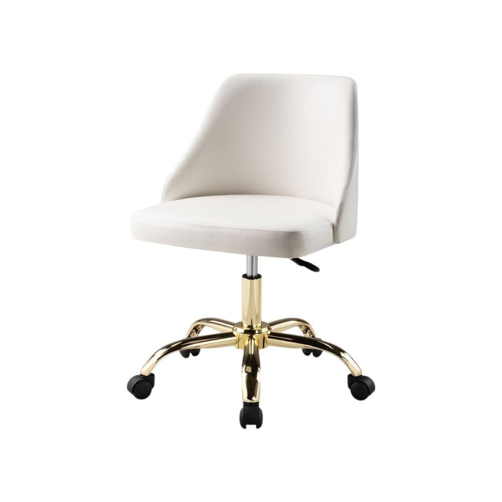 Black and Gold Faux Leather Adjustable Height Swivel Rolling Office Chair