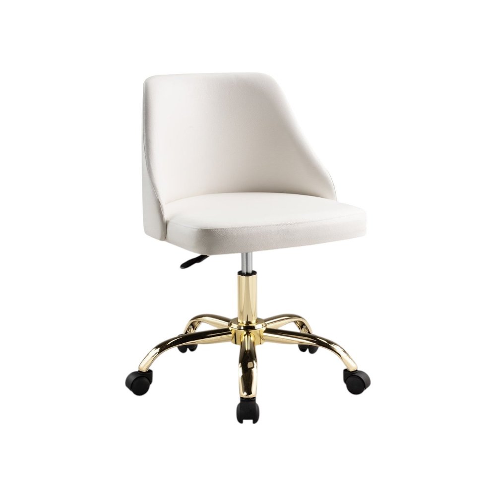 Black and Gold Faux Leather Adjustable Height Swivel Rolling Office Chair