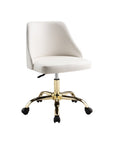 Black and Gold Faux Leather Adjustable Height Swivel Rolling Office Chair