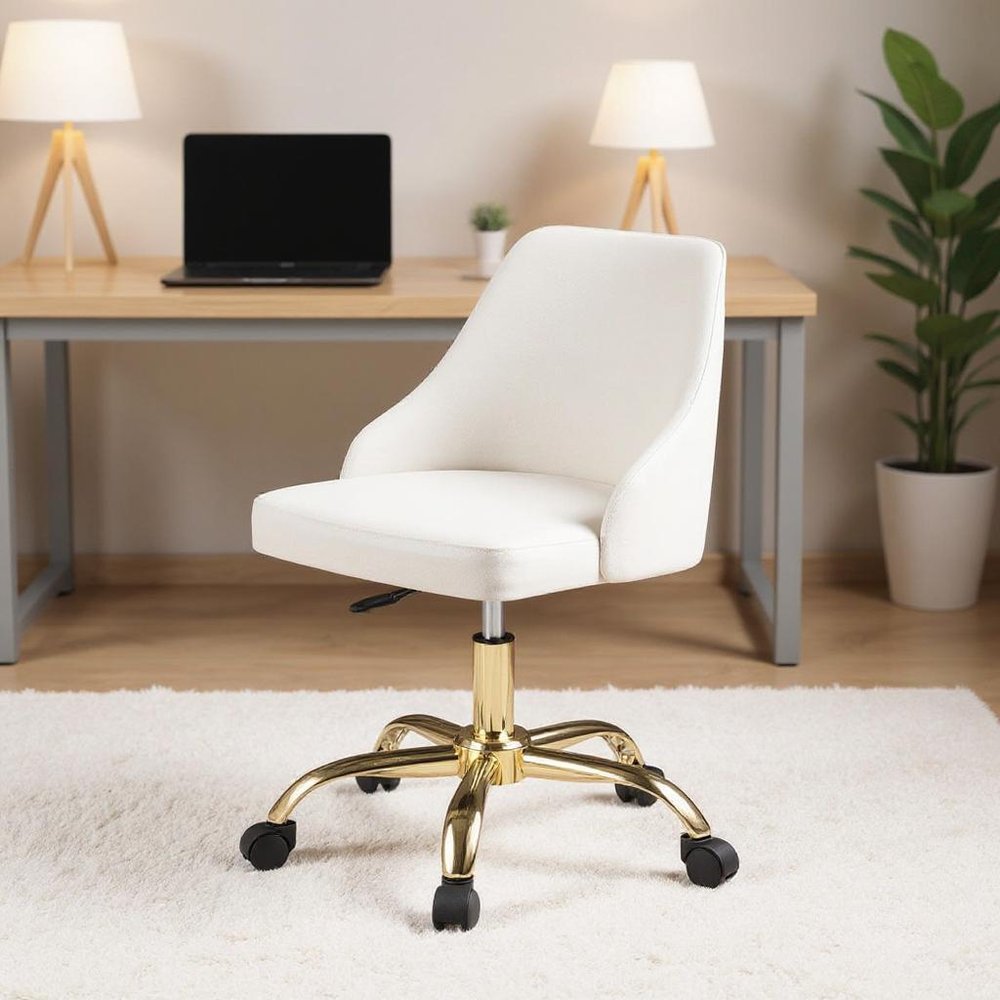 Black and Gold Faux Leather Adjustable Height Swivel Rolling Office Chair