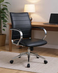 Black and Silver Adjustable Height Swivel Rolling Office Chair