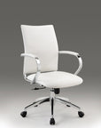 White and Silver Adjustable Height Swivel Rolling Office Chair