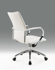 White and Silver Adjustable Height Swivel Rolling Office Chair