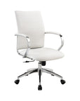 White and Silver Adjustable Height Swivel Rolling Office Chair