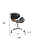Brown Black and Silver Adjustable Height Swivel Rolling Office Chair