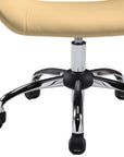 Beige and Silver Faux Leather Adjustable Height Swivel Rolling Office Chair