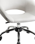 White and Silver Faux Leather Adjustable Height Swivel Rolling Office Chair