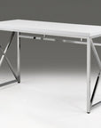 47" White and Silver Wood and Metal Computer Desk
