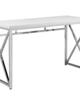 47" White and Silver Wood and Metal Computer Desk