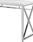 47" White and Silver Wood and Metal Computer Desk
