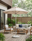 9' Ecru Polyester Round Market Patio Umbrella