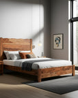 Three Piece Brown Solid Wood Bedroom Set