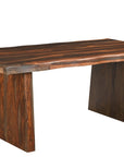 Seven Piece Brown Solid Wood Dining Set with Six Chairs