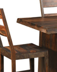 Seven Piece Brown Solid Wood Dining Set with Six Chairs