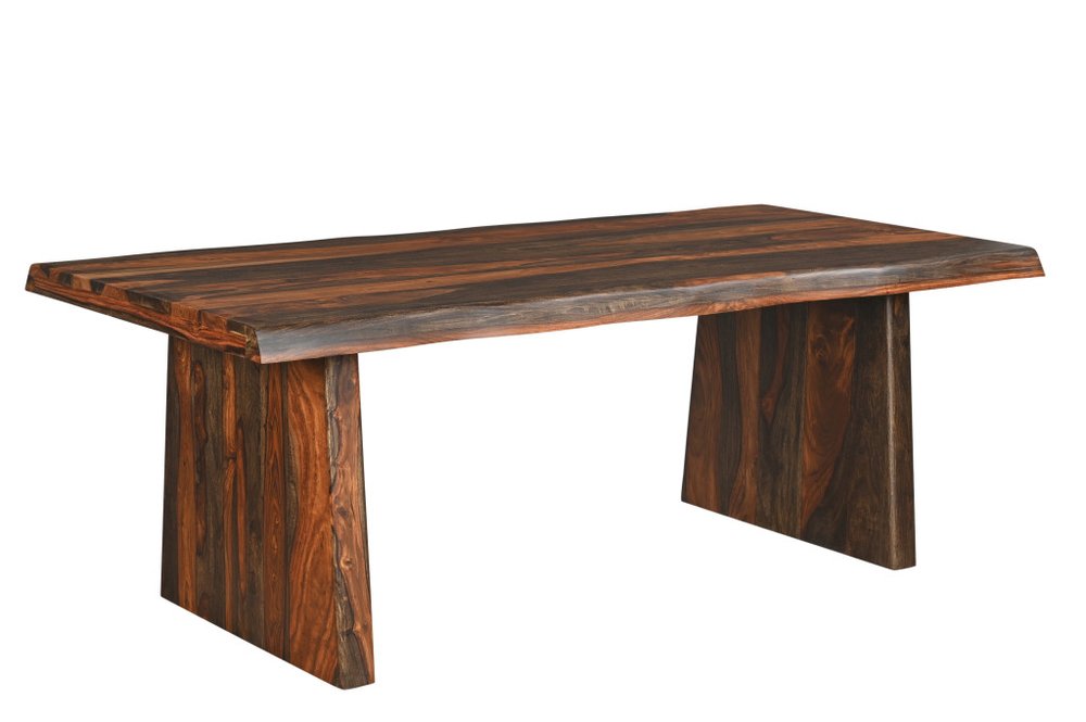 Nine Piece Brown Solid Wood Dining Set with Eight Chairs