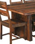 Nine Piece Brown Solid Wood Dining Set with Eight Chairs