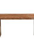 Nine Piece Brown Solid Wood Dining Set with Eight Chairs