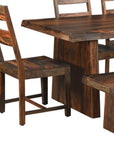 Six Piece Brown Solid Wood Dining Set with Four Chairs