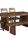 Six Piece Brown Solid Wood Dining Set with Four Chairs