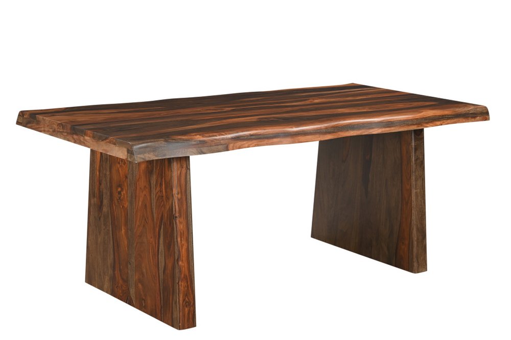 Six Piece Brown Solid Wood Dining Set with Four Chairs
