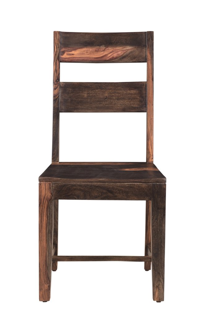 Six Piece Brown Solid Wood Dining Set with Four Chairs