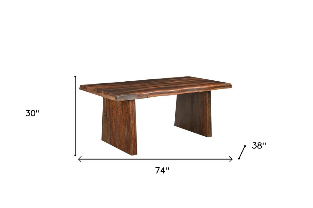 Six Piece Brown Solid Wood Dining Set with Four Chairs