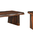 Set of Two Dark Brown Solid Wood Sled Furniture Set