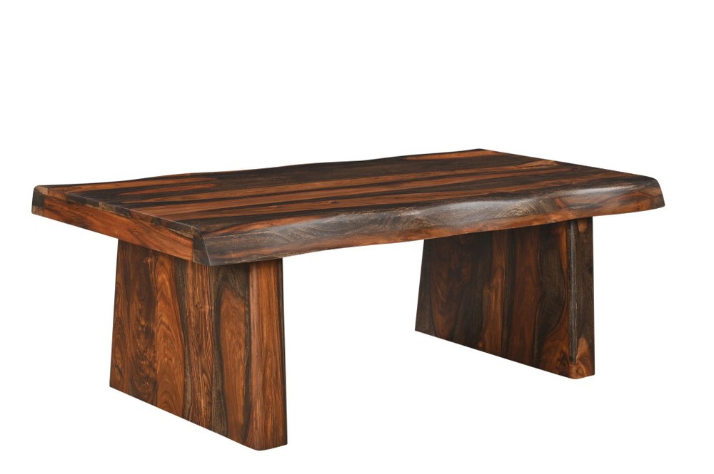 Set of Two Dark Brown Solid Wood Sled Furniture Set