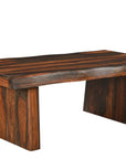 Set of Two Dark Brown Solid Wood Sled Furniture Set