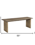 55" Brown Solid Wood Dining Bench