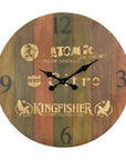 24" Brown Solid Wood Silent Analog Round Wall Clock