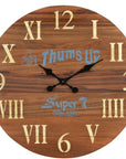 24" Brown Solid Wood Silent Analog Round Wall Clock
