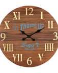 24" Brown Solid Wood Silent Analog Round Wall Clock