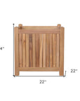 22" Natural Solid Wood Indoor Outdoor Square Planter Box