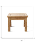 20" Natural Square Solid Wood Outdoor Side Table