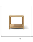 22" Natural Square Solid Wood Outdoor Side Table