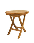 20" Natural Rounded Solid Wood Folding Outdoor Side Table
