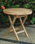20" Natural Rounded Solid Wood Folding Outdoor Side Table