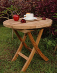 20" Natural Rounded Solid Wood Folding Outdoor Side Table