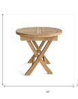 20" Natural Rounded Solid Wood Folding Outdoor Side Table