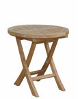 20" Natural Rounded Solid Wood Folding Outdoor Side Table