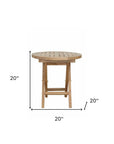 20" Natural Rounded Solid Wood Folding Outdoor Side Table