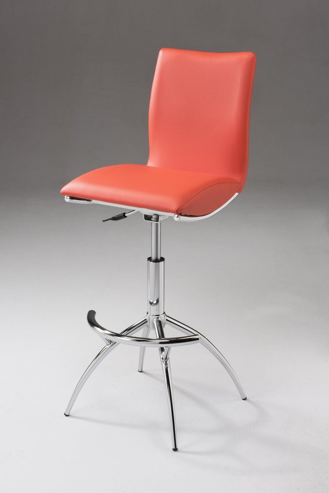 Set of Two Brown And Silver Faux Leather And Metal Low Back Adjustable Height Swivel Bar Chairs