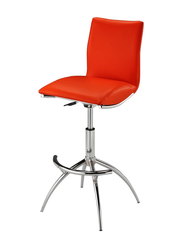 Set of Two Brown And Silver Faux Leather And Metal Low Back Adjustable Height Swivel Bar Chairs