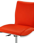 Set of Two Brown And Silver Faux Leather And Metal Low Back Adjustable Height Swivel Bar Chairs