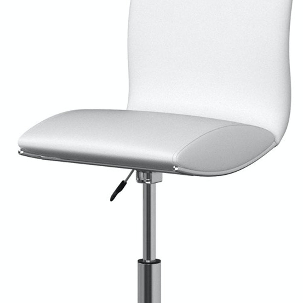 Set of Two Brown And Silver Faux Leather And Metal Low Back Adjustable Height Swivel Bar Chairs