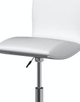 Set of Two Brown And Silver Faux Leather And Metal Low Back Adjustable Height Swivel Bar Chairs